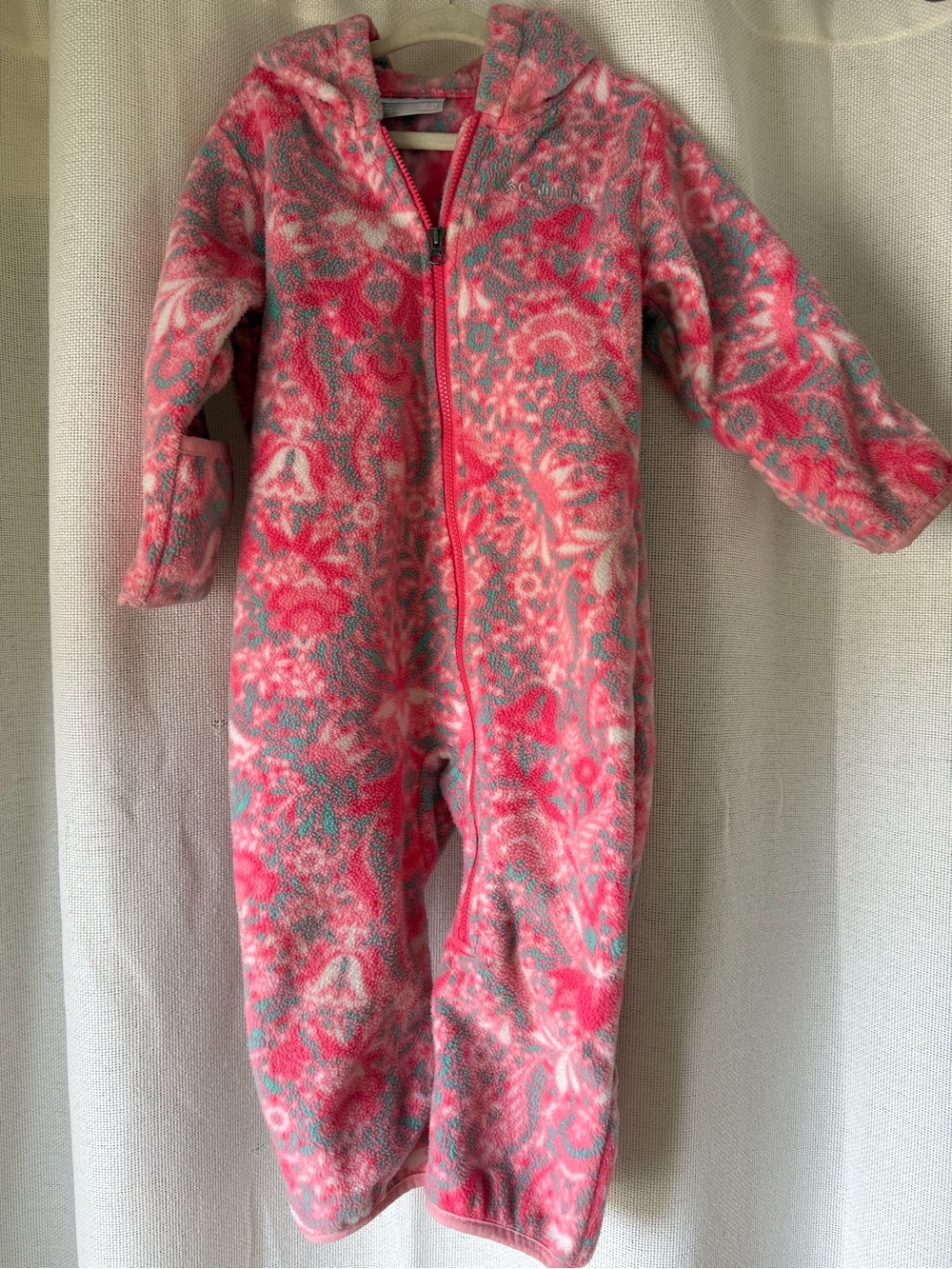 Columbia Pink Floral Hooded Fleece One-Piece for Kids